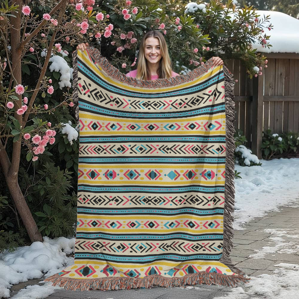 Mexican Textile Pattern 001 - 60" x 80" Heirloom Woven Blanket