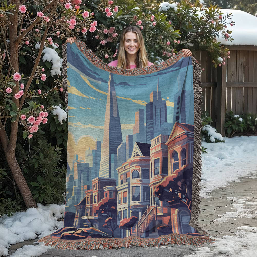 Famous Travel Destinations - San Francisco, California - 60" x 80" Heirloom Woven Blanket