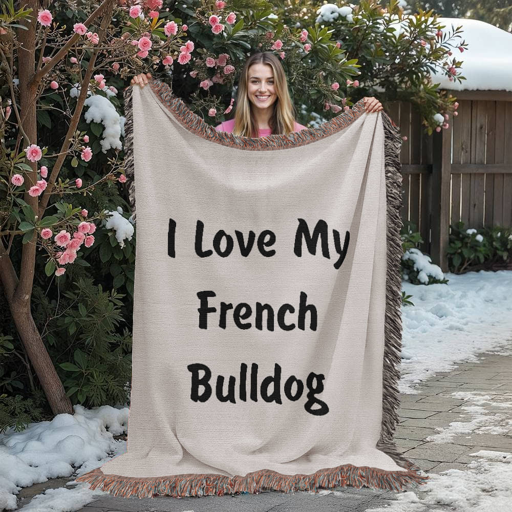 Love My French Bulldog v4 - 60" x 80" Heirloom Woven Blanket