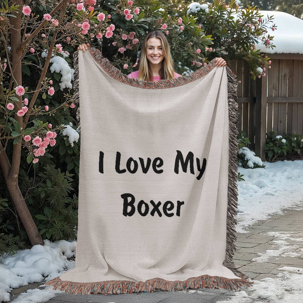 Love My Boxer v4 - 60" x 80" Heirloom Woven Blanket