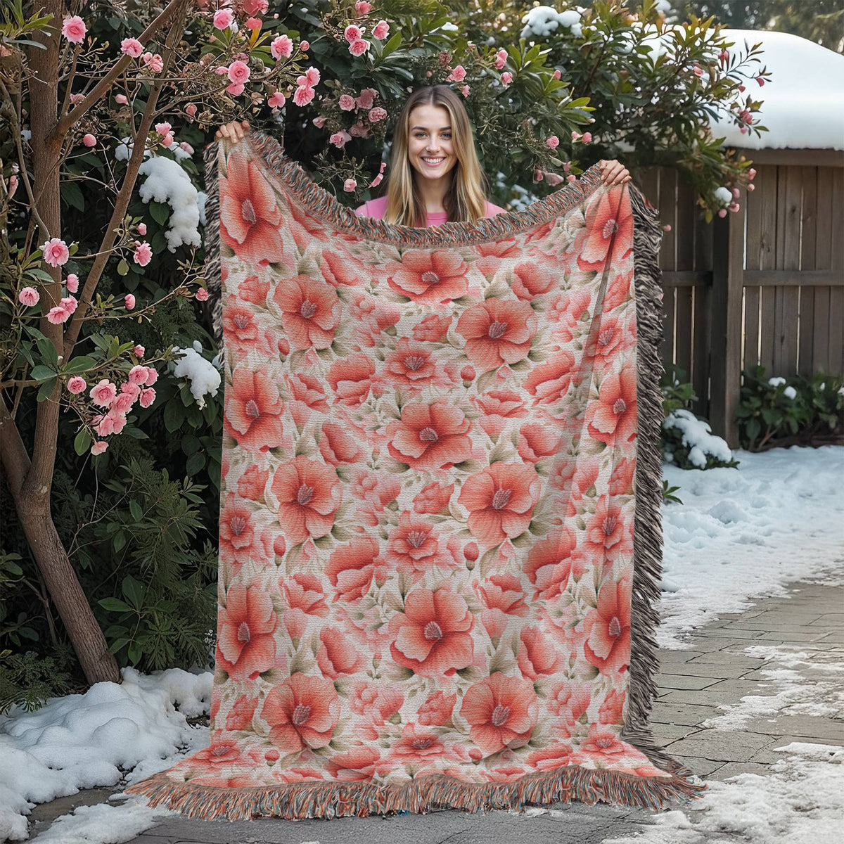 Spring Flowers Pattern 023 - 60" x 80" Heirloom Woven Blanket