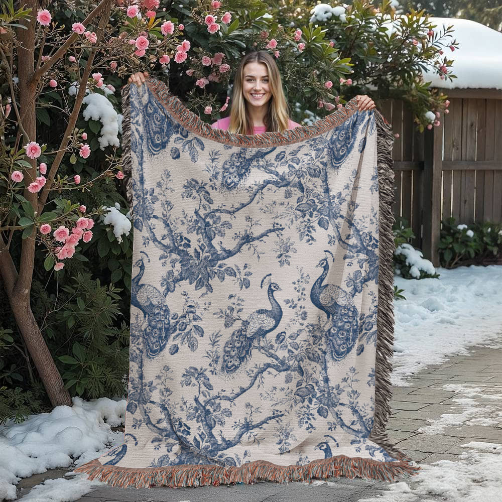 Chinese Ornament Pattern 003 - 60" x 80" Heirloom Woven Blanket