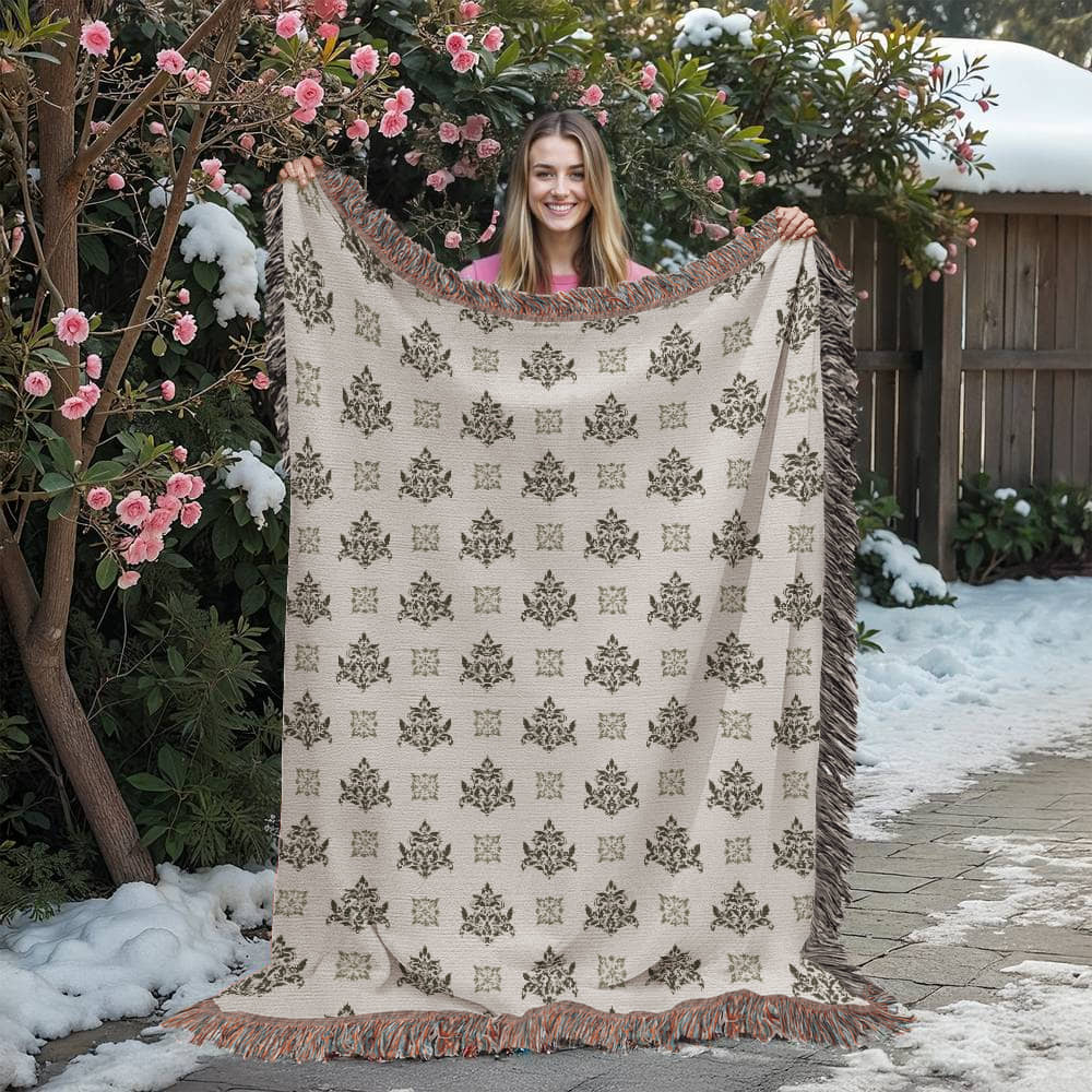 Damask Pattern 008 - 60" x 80" Heirloom Woven Blanket