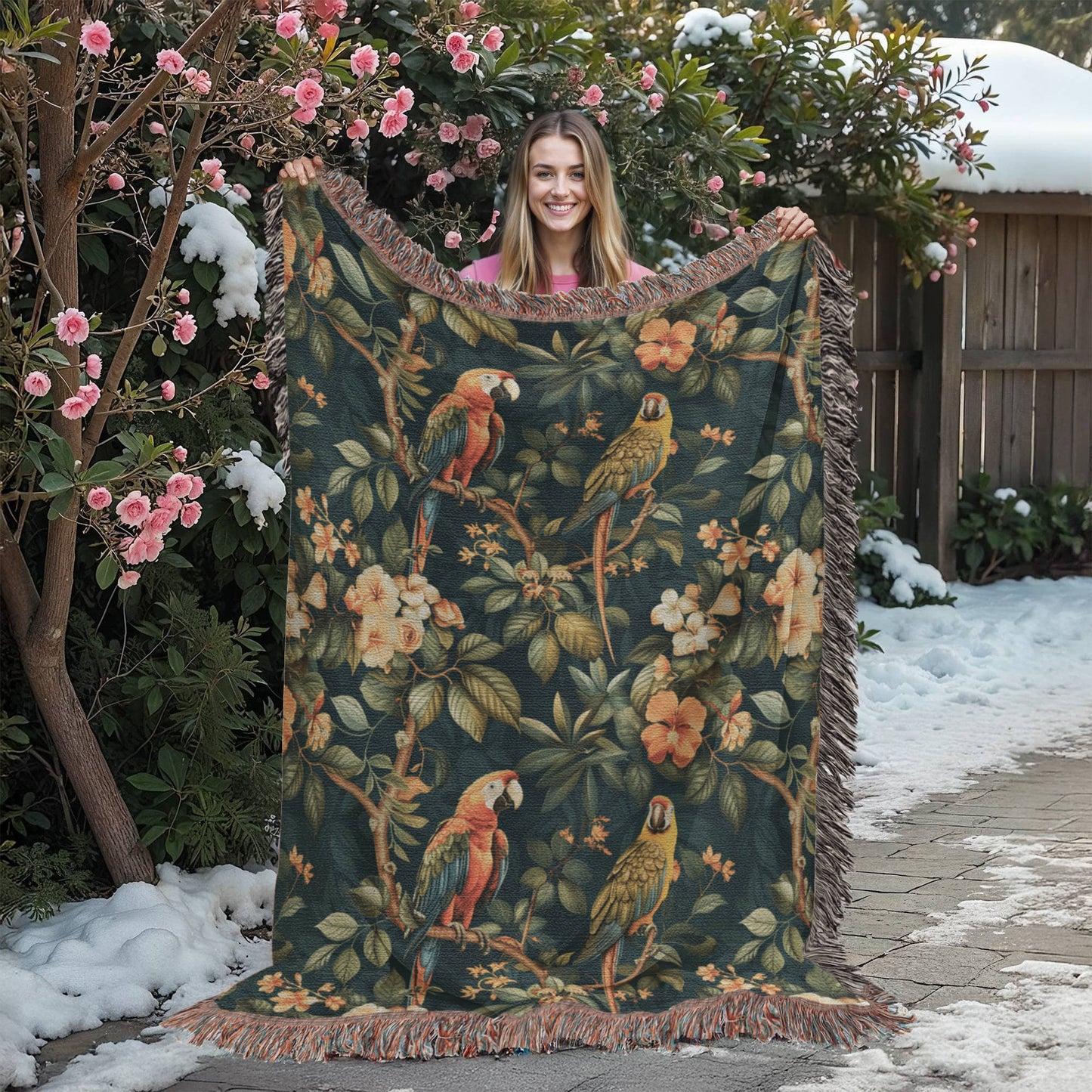 Chinoiserie Pattern 036 - 60" x 80" Heirloom Woven Blanket