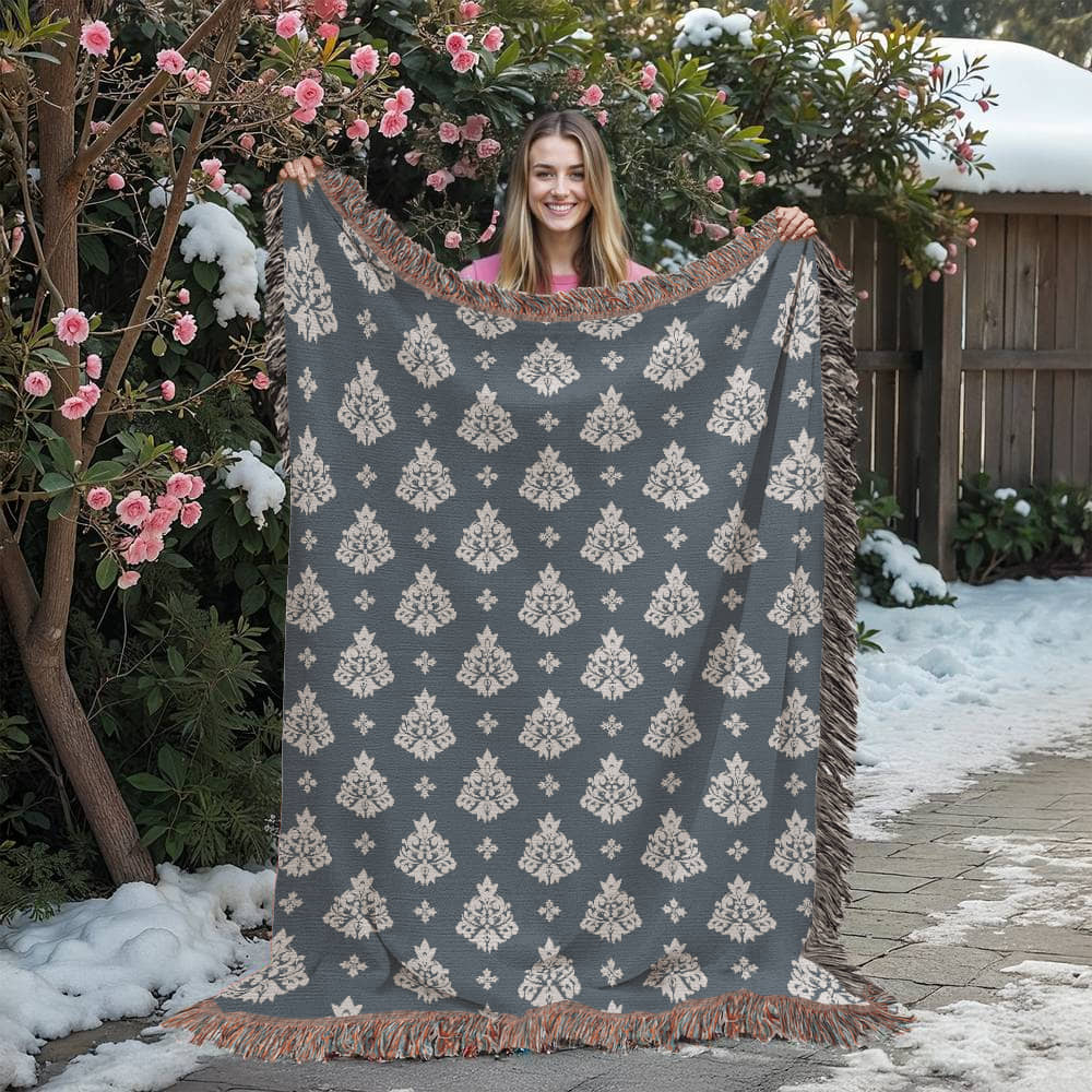 Damask Pattern 035 - 60" x 80" Heirloom Woven Blanket