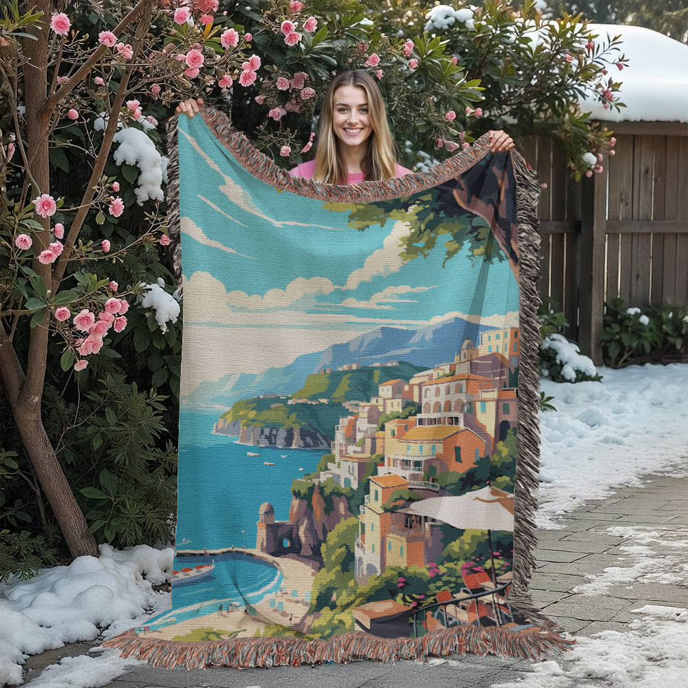 Famous Travel Destinations - Amalfi, Italy - 60" x 80" Heirloom Woven Blanket