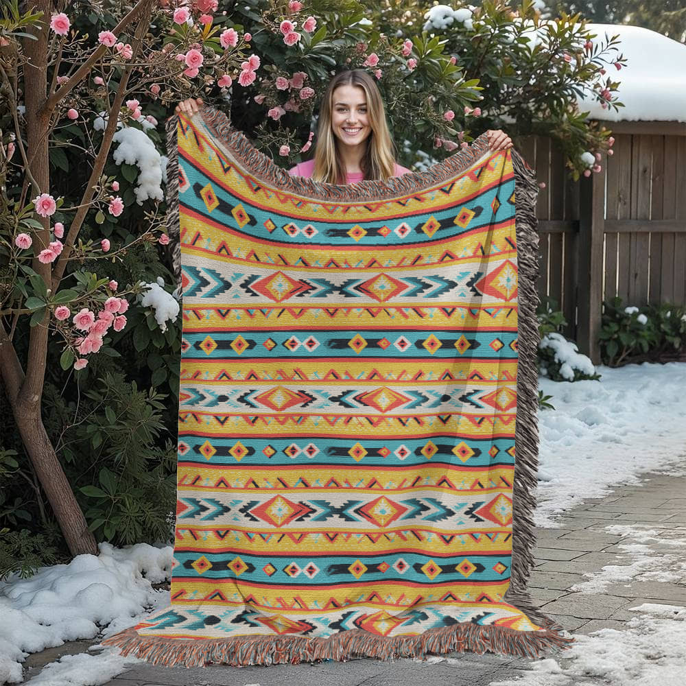 Mexican Textile Pattern 004 - 60" x 80" Heirloom Woven Blanket