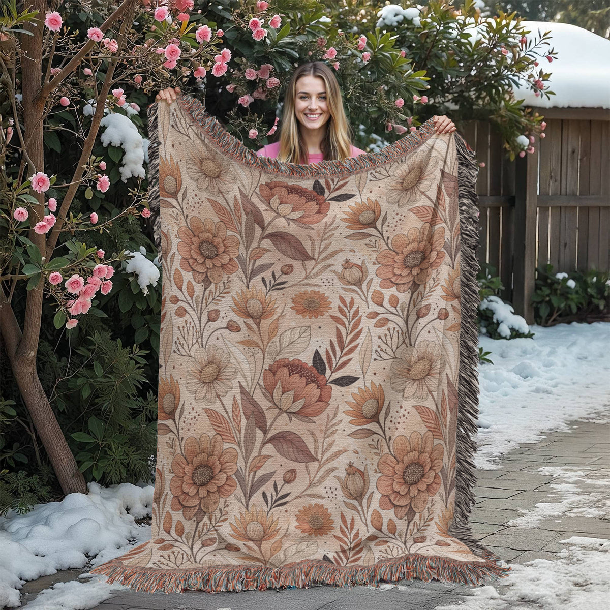 Oversized Floral Pattern 013 - 60" x 80" Heirloom Woven Blanket