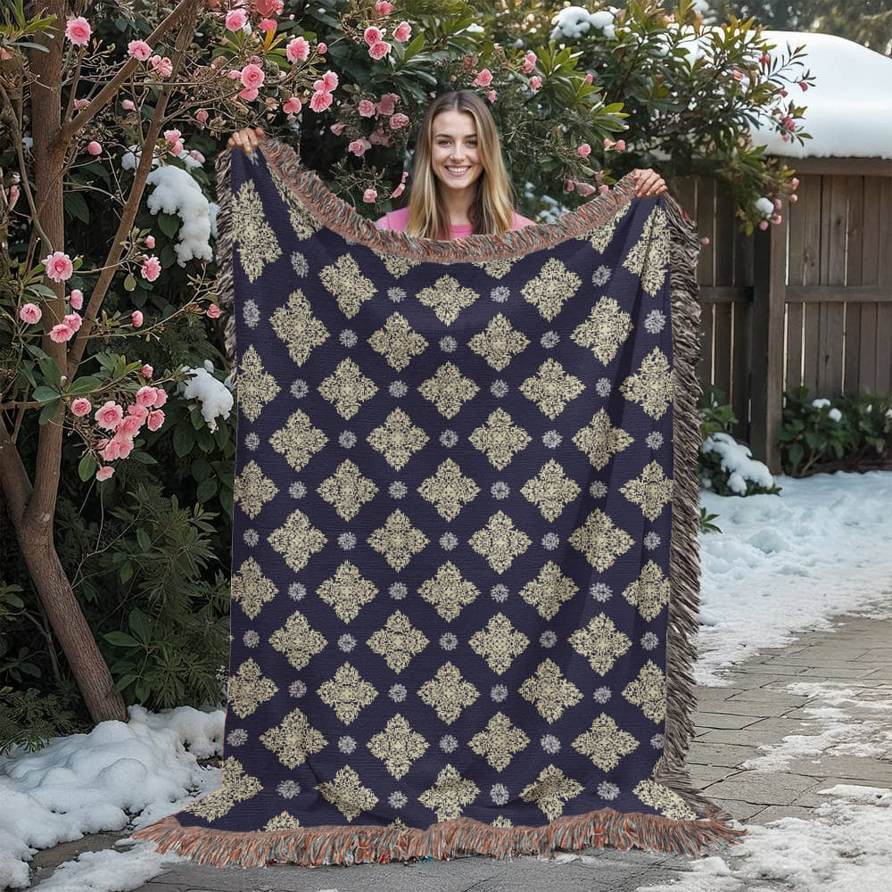 Damask Pattern 031 - 60" x 80" Heirloom Woven Blanket
