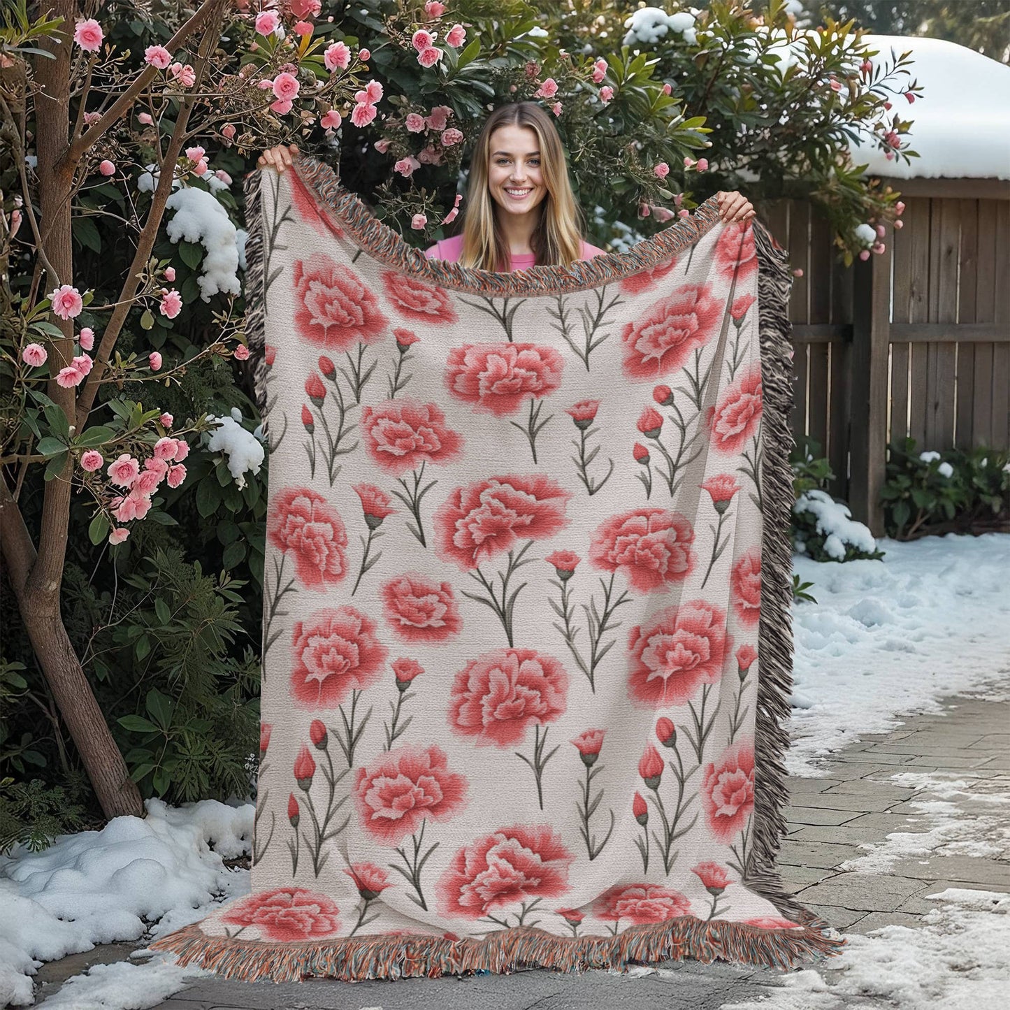 Spring Flowers Pattern 005 - 60" x 80" Heirloom Woven Blanket