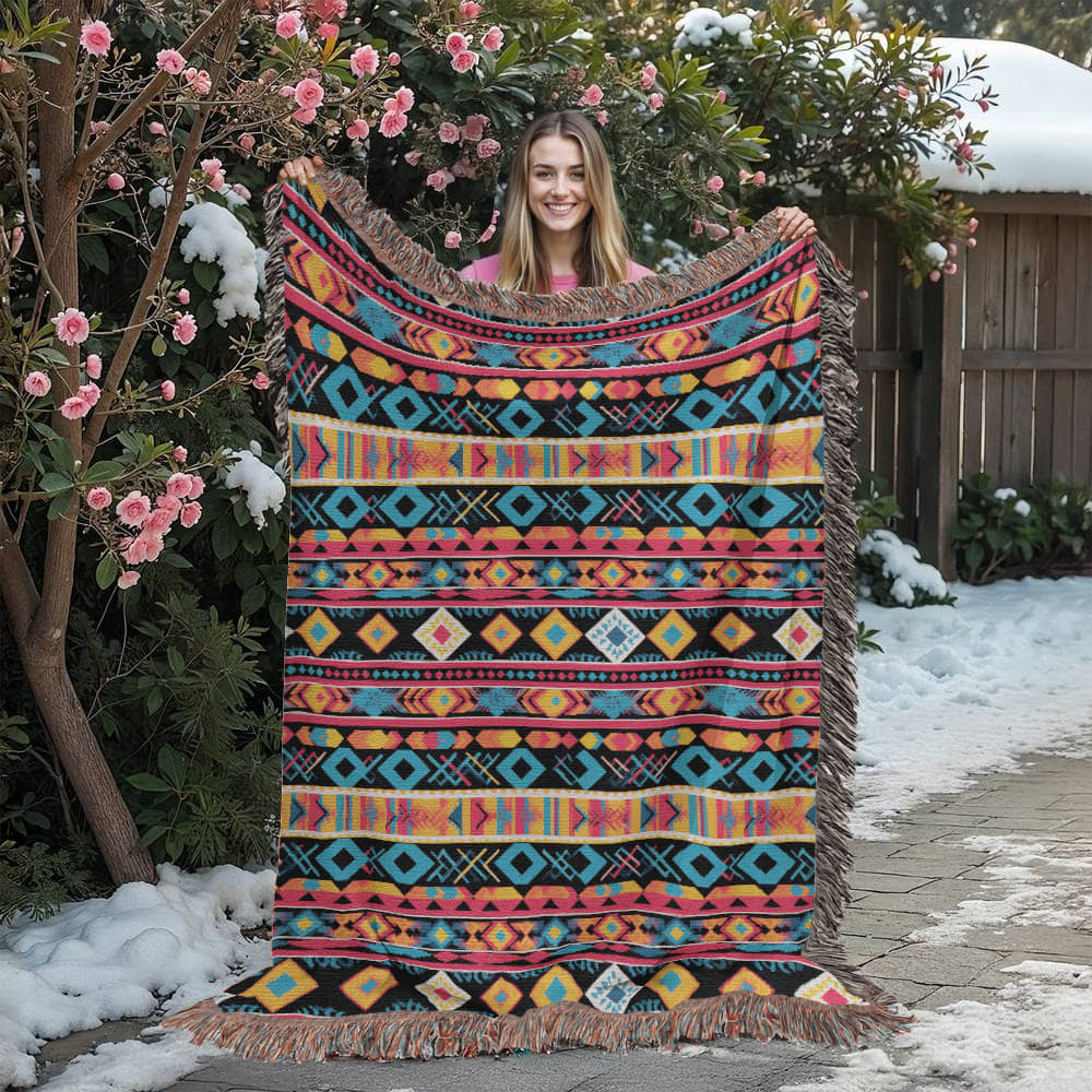 Mexican Textile Pattern 011 - 60" x 80" Heirloom Woven Blanket