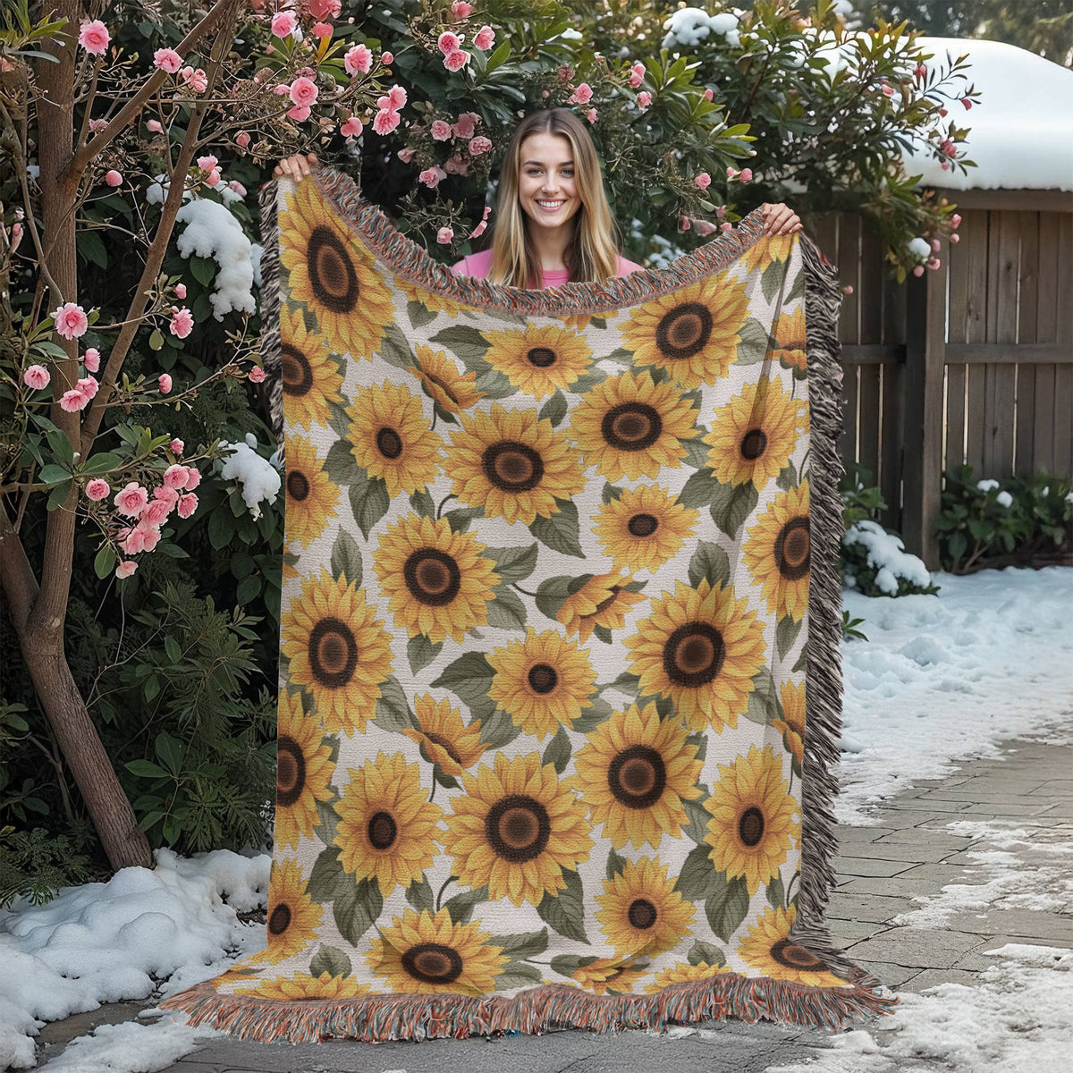 Spring Flowers Pattern 017 - 60" x 80" Heirloom Woven Blanket