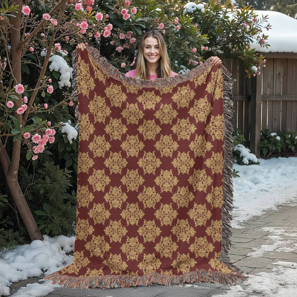 Damask Pattern 020 - 60" x 80" Heirloom Woven Blanket