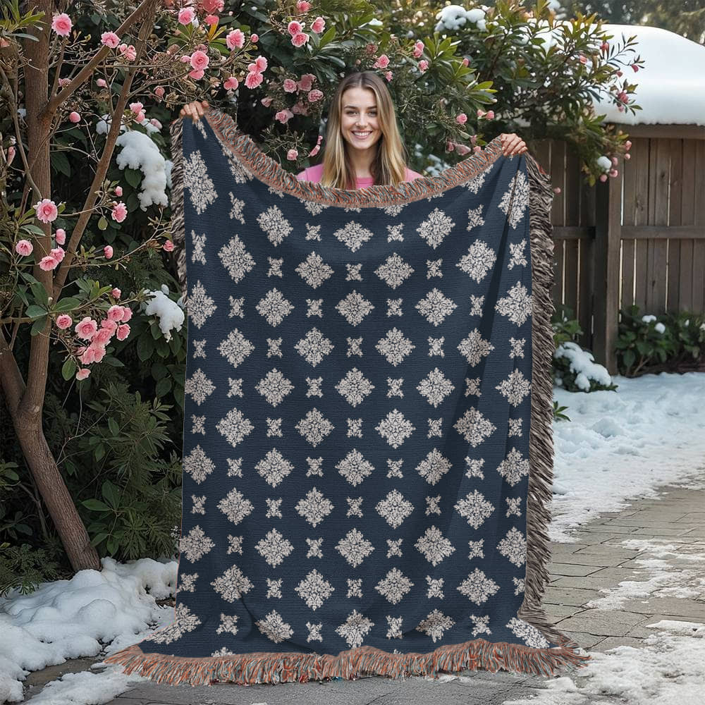 Damask Pattern 010 - 60" x 80" Heirloom Woven Blanket