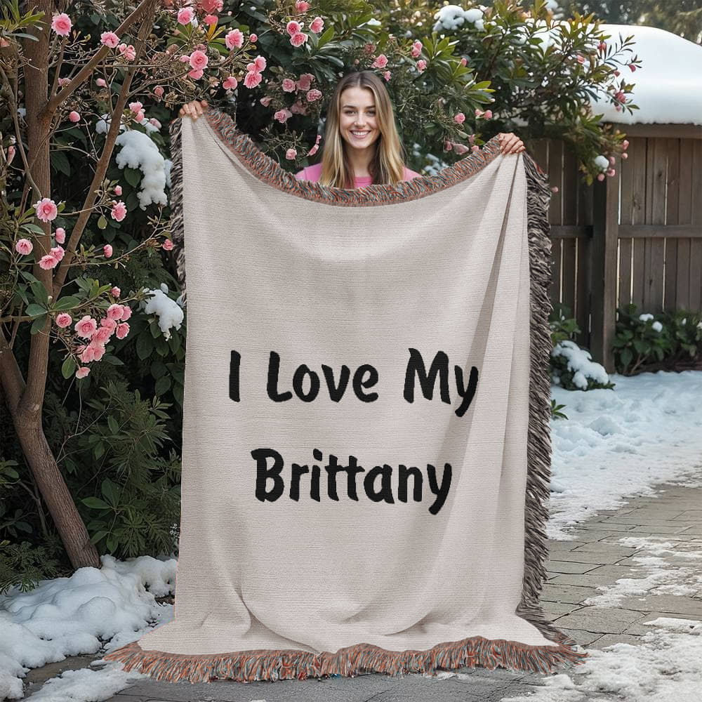 Love My Brittany v4 - 60" x 80" Heirloom Woven Blanket
