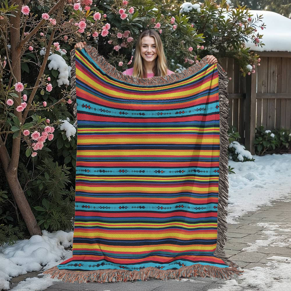 Mexican Textile Pattern 009 - 60" x 80" Heirloom Woven Blanket