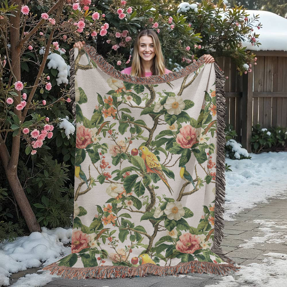 Chinoiserie Pattern 033 - 60" x 80" Heirloom Woven Blanket