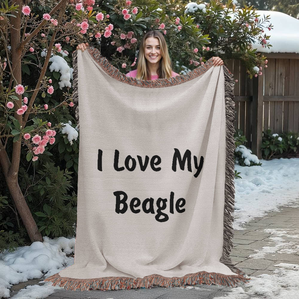 Love My Beagle v4 - 60" x 80" Heirloom Woven Blanket