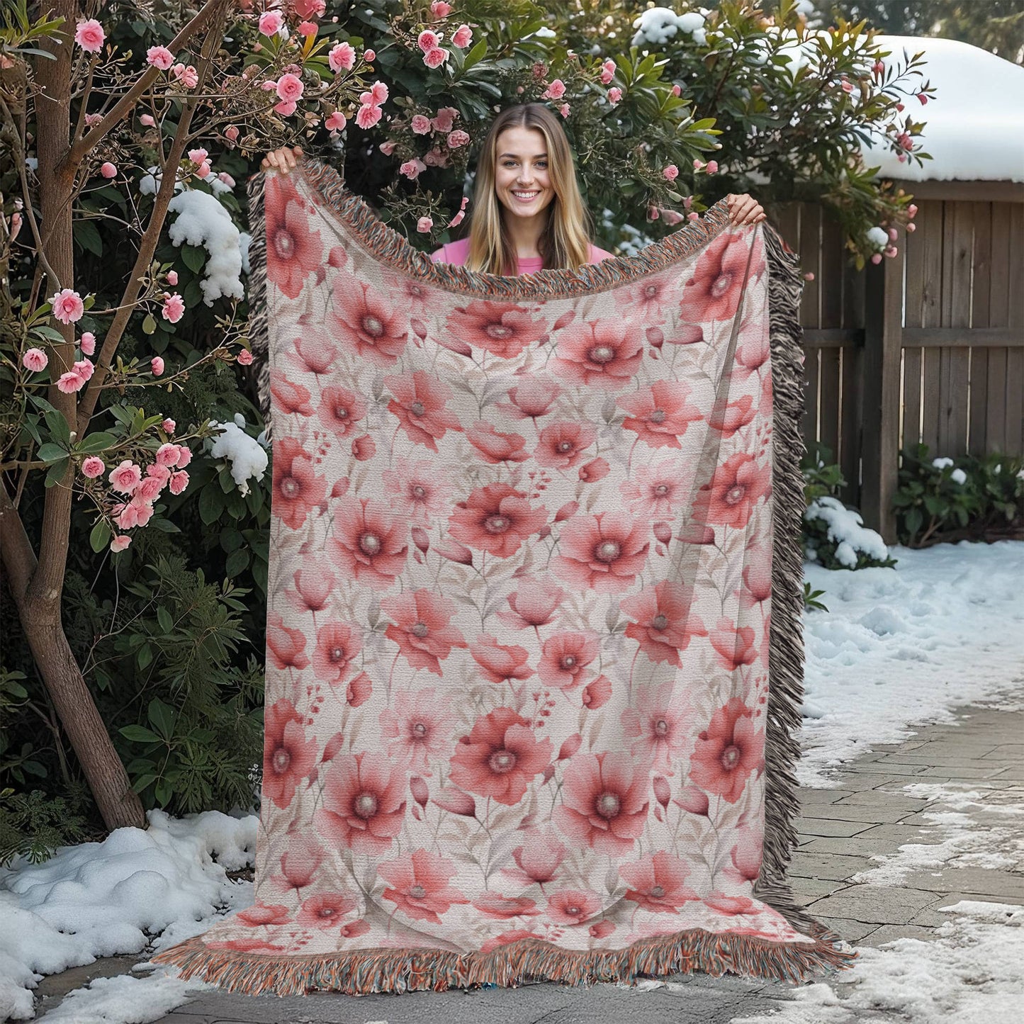 Spring Flowers Pattern 002 - 60" x 80" Heirloom Woven Blanket