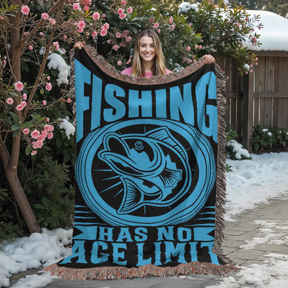 Fishing Has No Age Limit - 60" x 80" Heirloom Woven Blanket