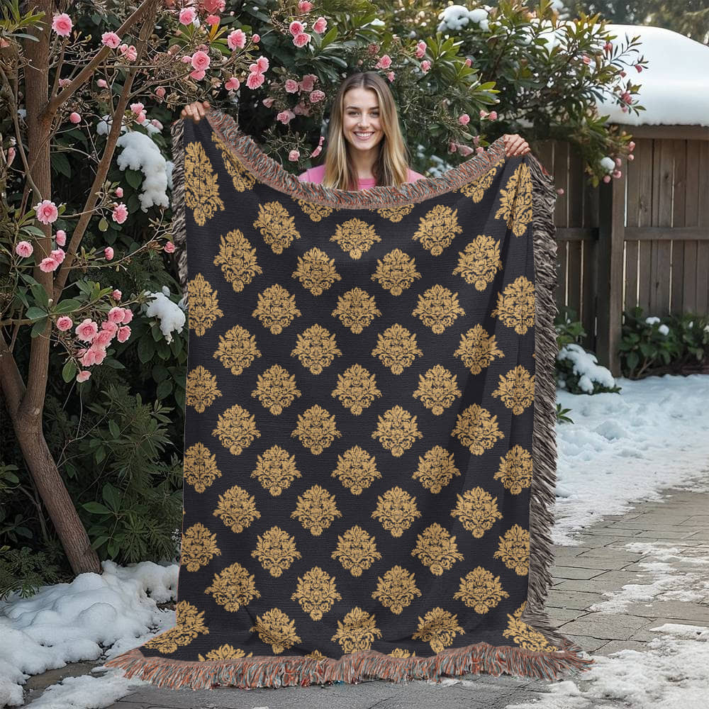 Damask Pattern 034 - 60" x 80" Heirloom Woven Blanket
