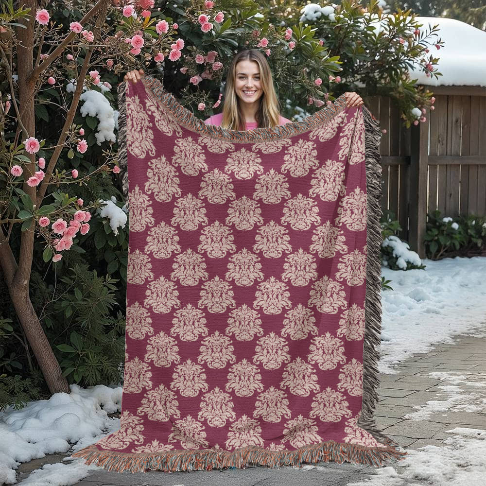 Damask Pattern 021 - 60" x 80" Heirloom Woven Blanket