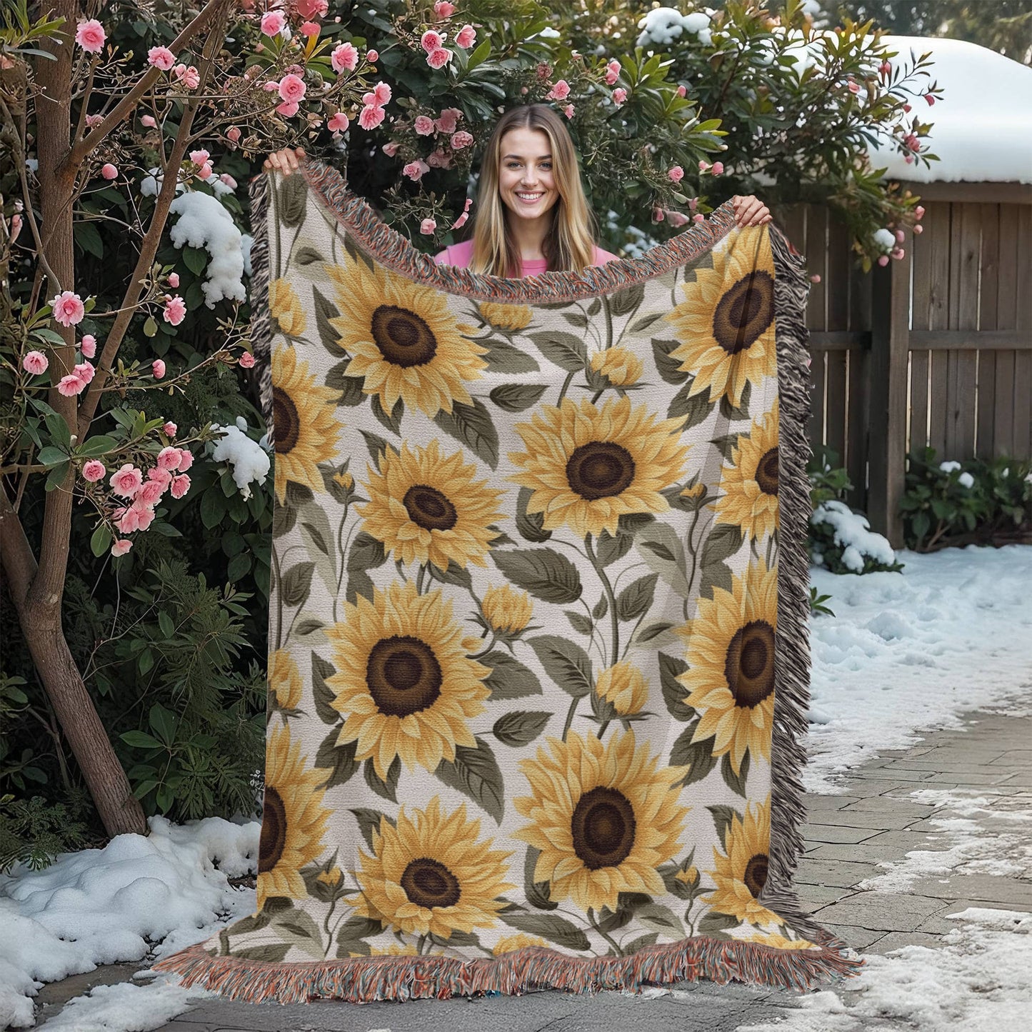 Spring Flowers Pattern 018 - 60" x 80" Heirloom Woven Blanket