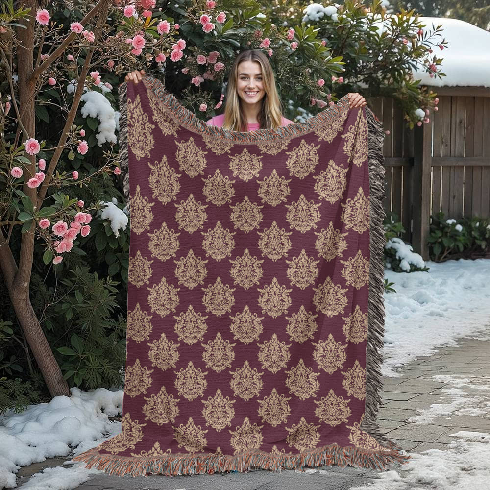 Damask Pattern 013 - 60" x 80" Heirloom Woven Blanket