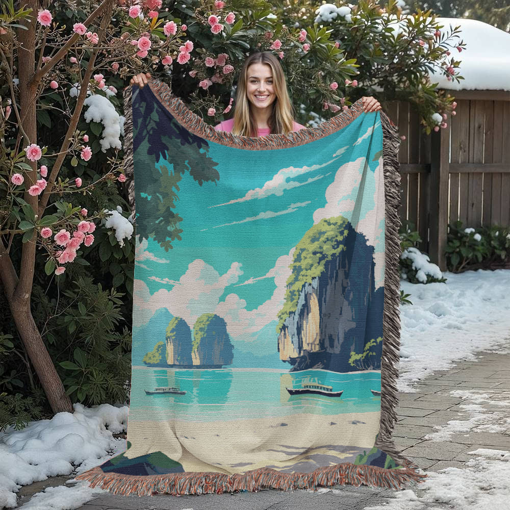 Famous Travel Destinations - Krabi, Thailand - 60" x 80" Heirloom Woven Blanket