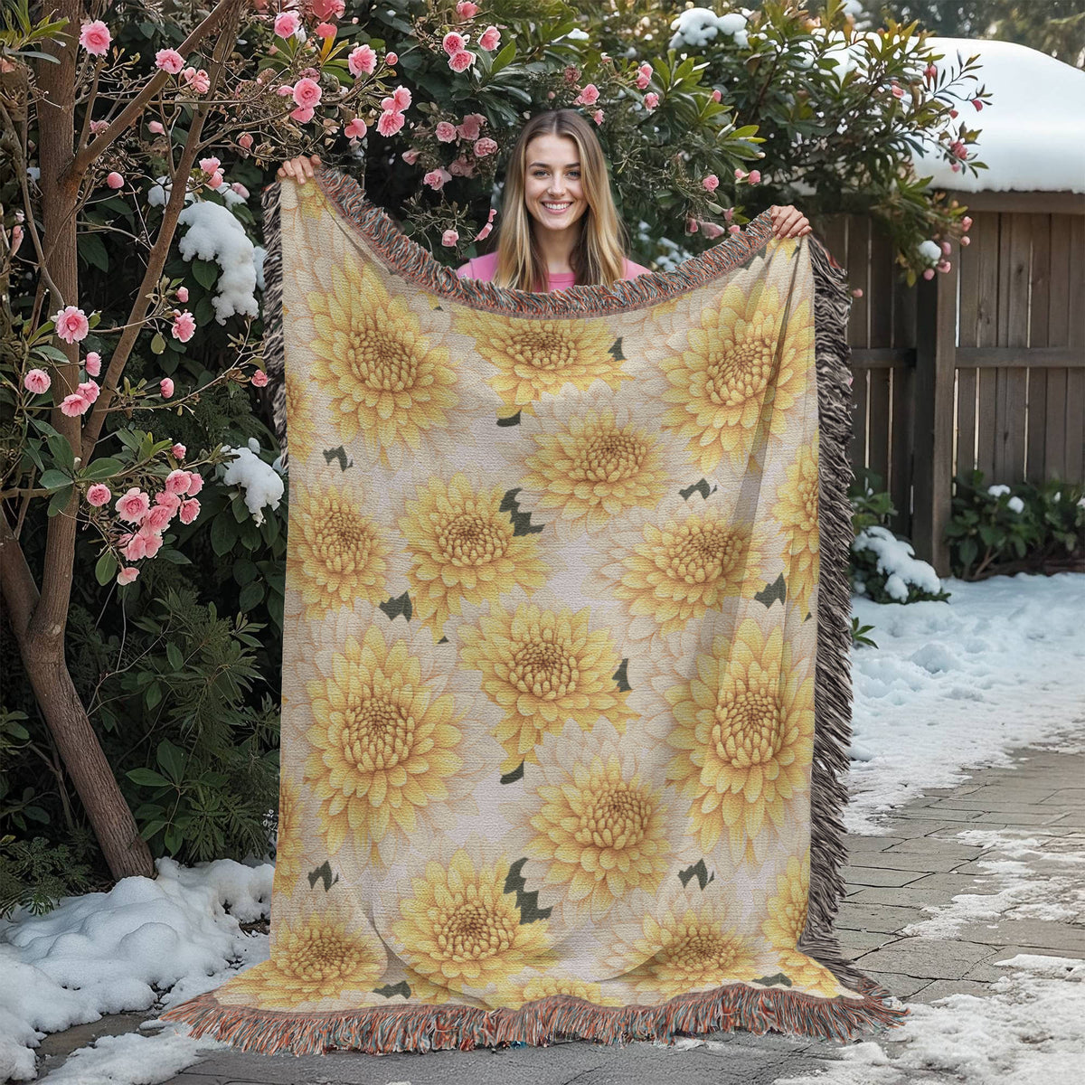 Spring Flowers Pattern 016 - 60" x 80" Heirloom Woven Blanket