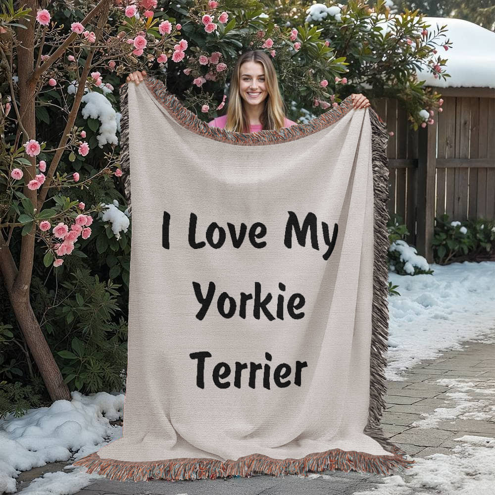 Love My Yorkie Terrier v4 - 60" x 80" Heirloom Woven Blanket