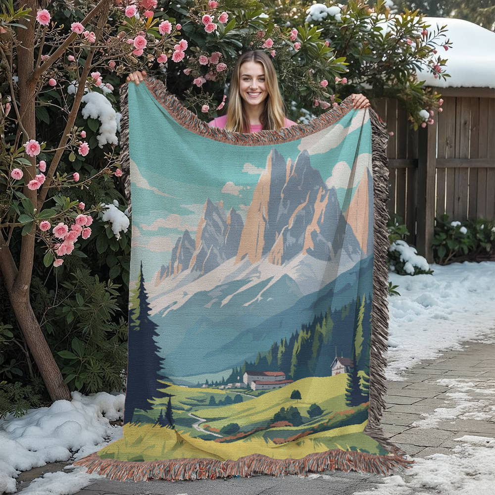 Famous Travel Destinations - Dolomites, Italy - 60" x 80" Heirloom Woven Blanket