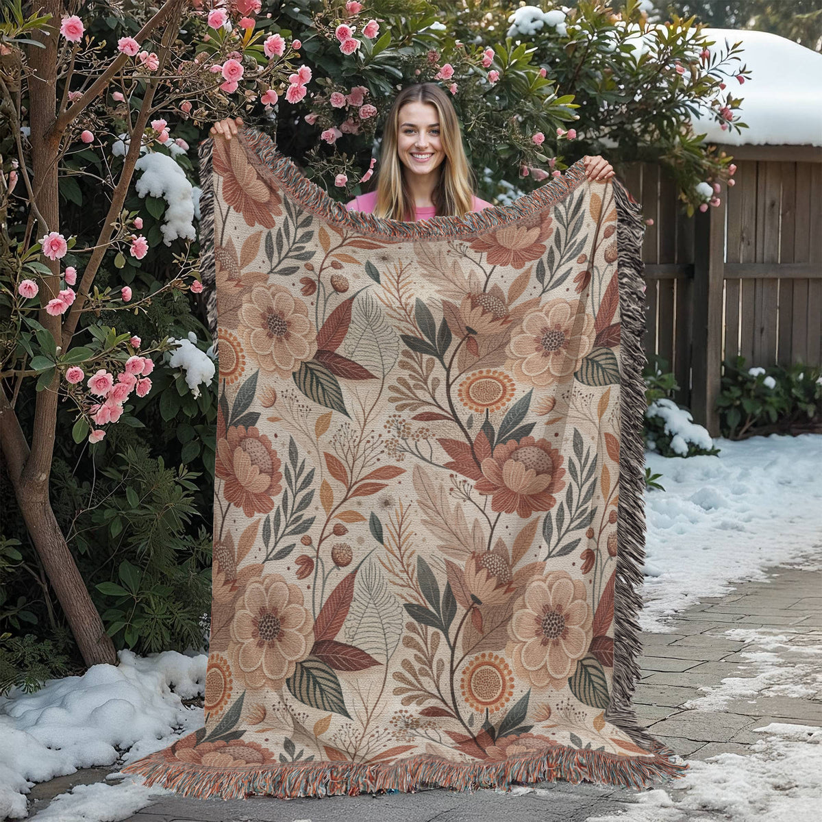 Oversized Floral Pattern 015 - 60" x 80" Heirloom Woven Blanket