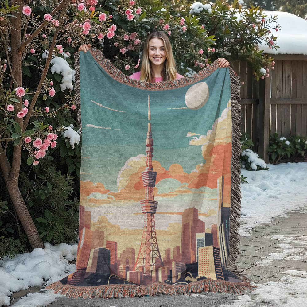 Famous Travel Destinations - Tokyo, Japan - 60" x 80" Heirloom Woven Blanket