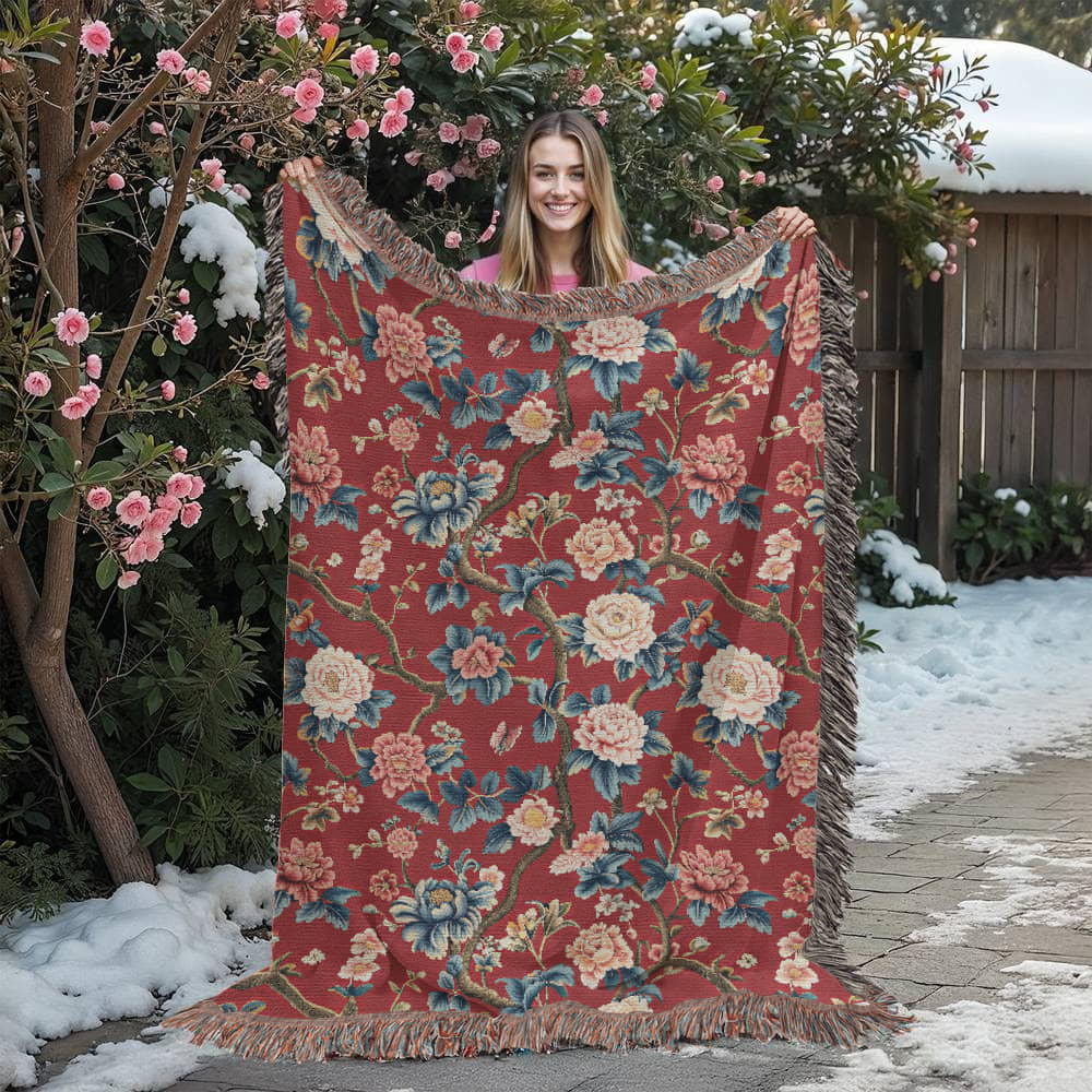 Chinoiserie Pattern 002 - 60" x 80" Heirloom Woven Blanket