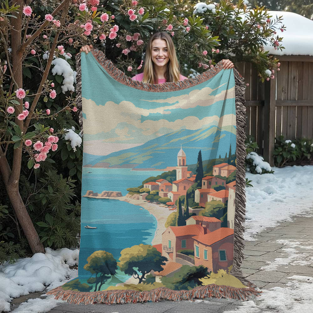 Famous Travel Destinations - Kefalonia, Greece - 60" x 80" Heirloom Woven Blanket