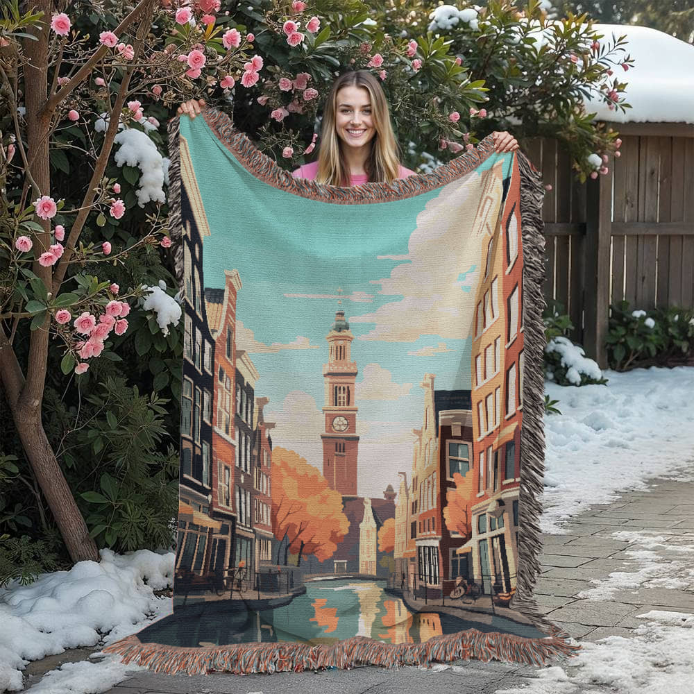Famous Travel Destinations - Amsterdam, Netherlands - 60" x 80" Heirloom Woven Blanket