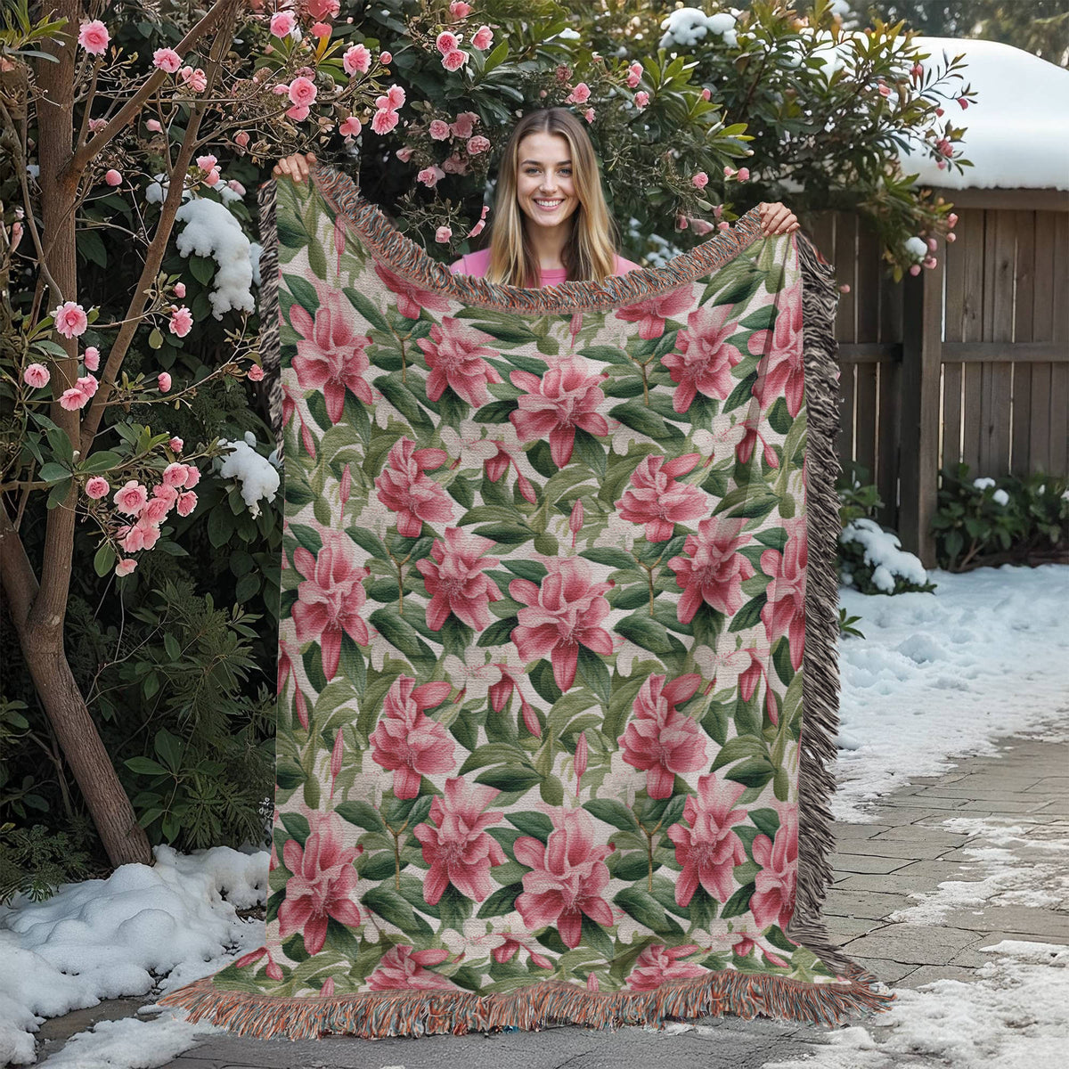 Spring Flowers Pattern 006 - 60" x 80" Heirloom Woven Blanket