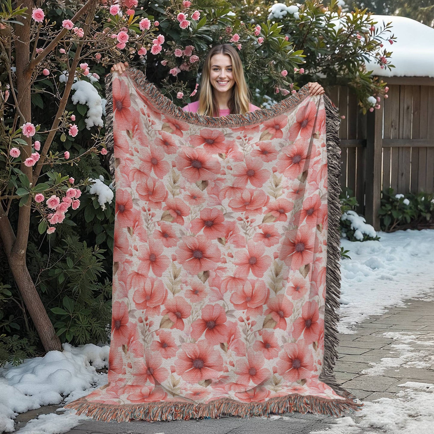 Spring Flowers Pattern 022 - 60" x 80" Heirloom Woven Blanket