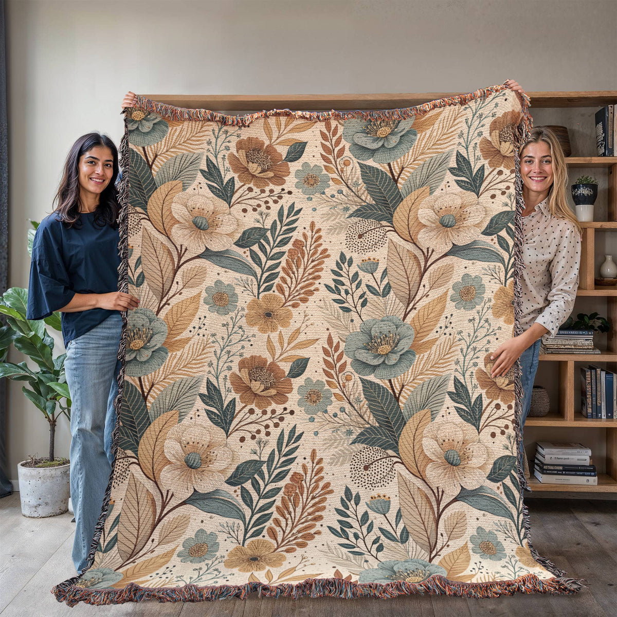 Oversized Floral Pattern 016 - 60" x 80" Heirloom Woven Blanket