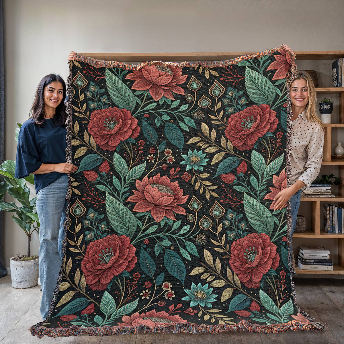 Oversized Floral Pattern 017 - 60" x 80" Heirloom Woven Blanket