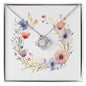Boho Flowers Wreath Watercolor 18 - Love Knot Necklace