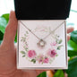 Watercolor Pink Floral Frame 1 - Love Knot Necklace