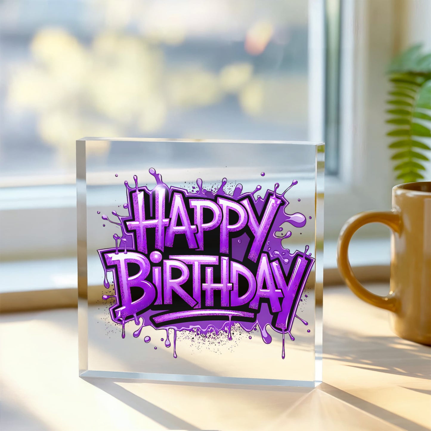 Happy Birthday 015 - 6" x 6" Acrylic Block