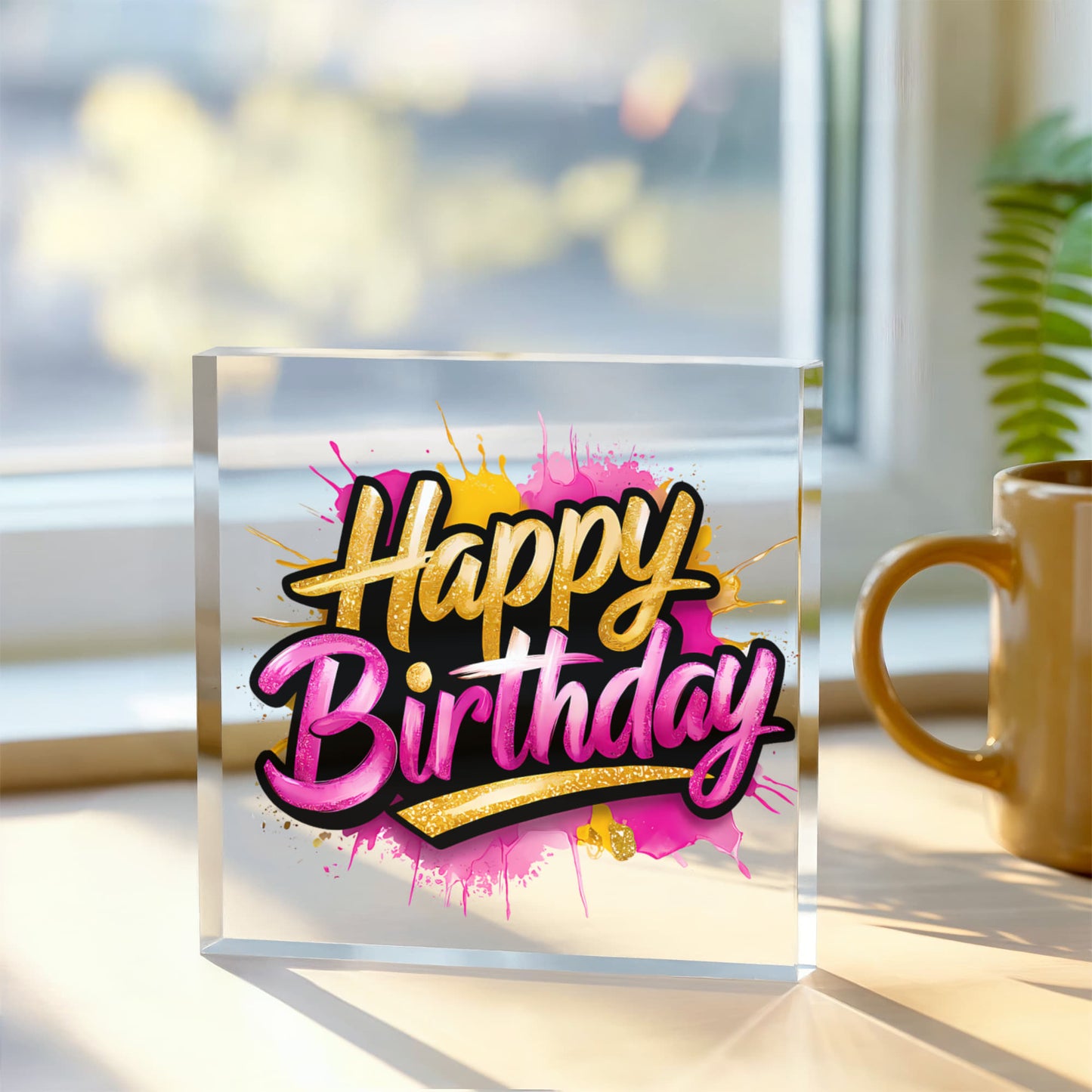 Happy Birthday 013 - 6" x 6" Acrylic Block
