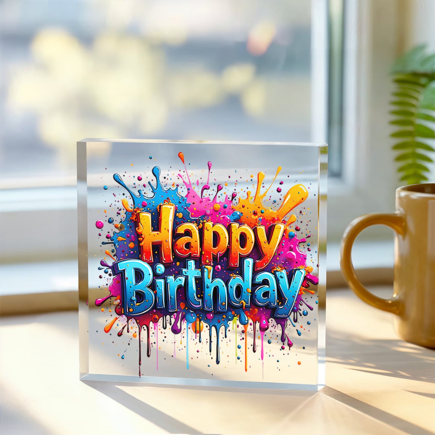 Happy Birthday 022 - 6" x 6" Acrylic Block