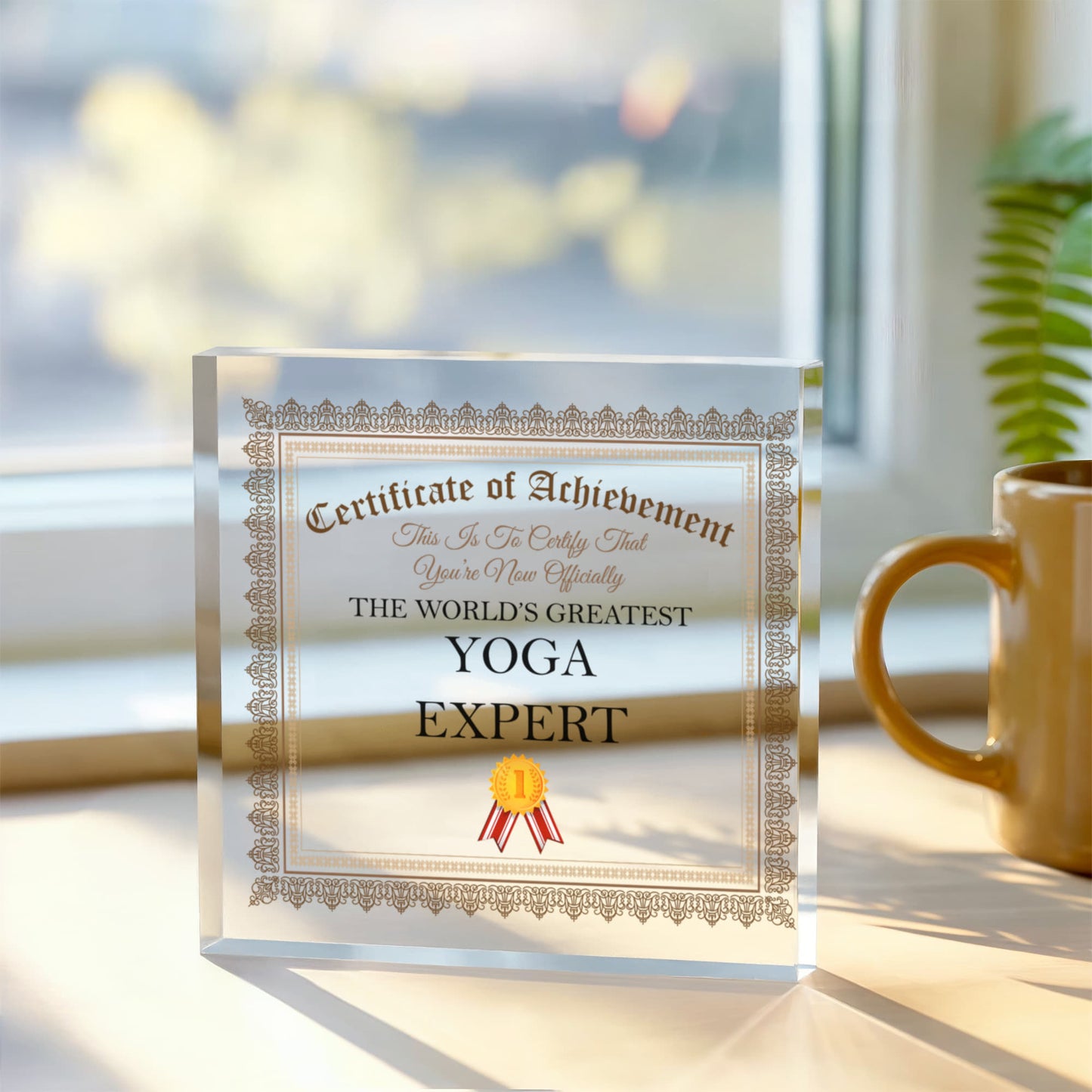 World's Greatest Yoga Expert - 6" x 6" Acrylic Block
