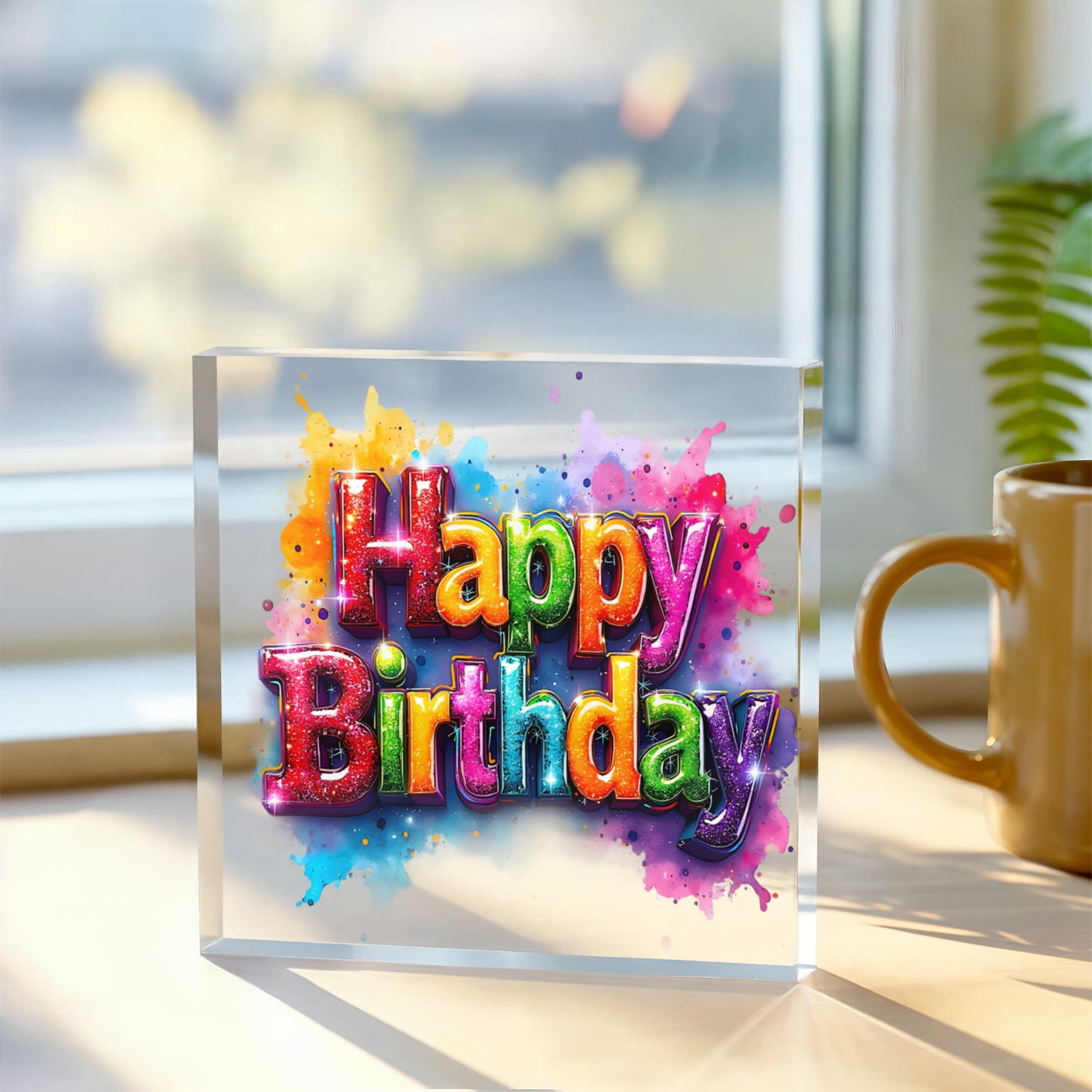 Happy Birthday 025 - 6" x 6" Acrylic Block