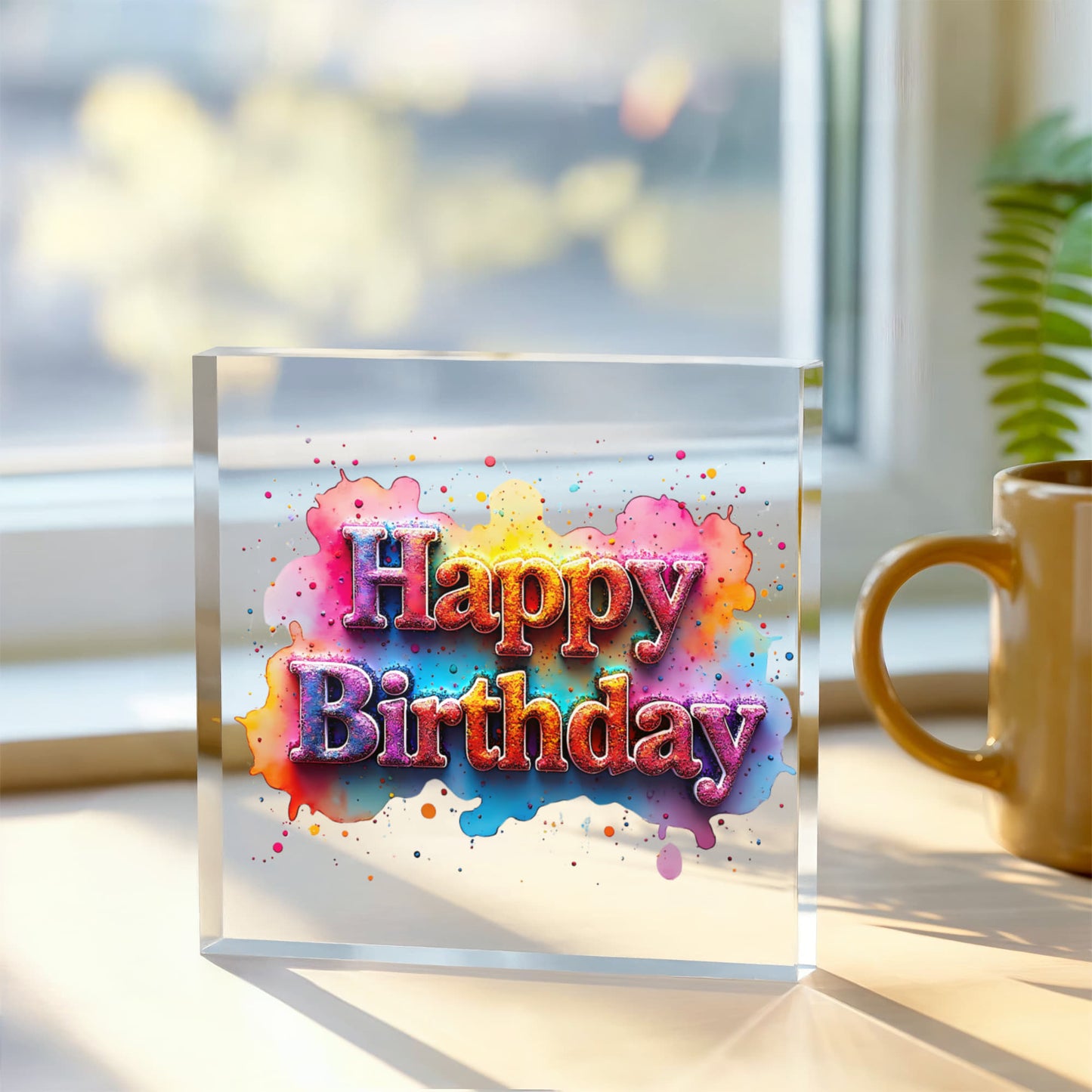 Happy Birthday 010 - 6" x 6" Acrylic Block