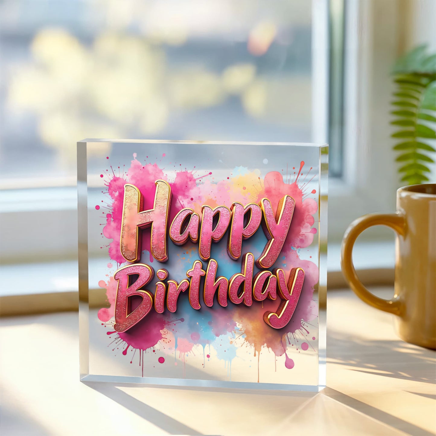 Happy Birthday 024 - 6" x 6" Acrylic Block